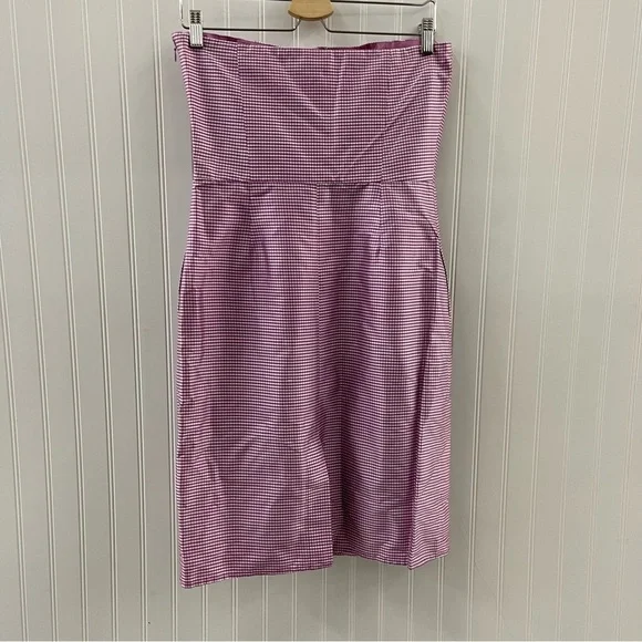 Tocca Pink Raspberry and White Gingham Strapless Silk Dress Sz 8 - Picture 10 of 13